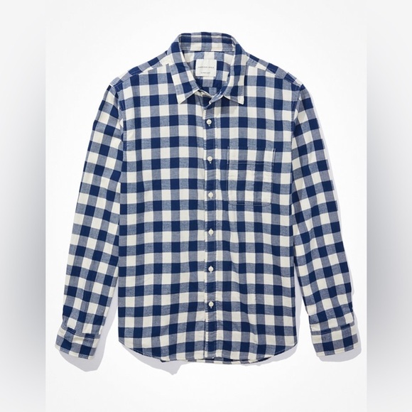 American Eagle Men’s Everyday Plaid Button Down Shirt in Blue/White Size M - Picture 1 of 11